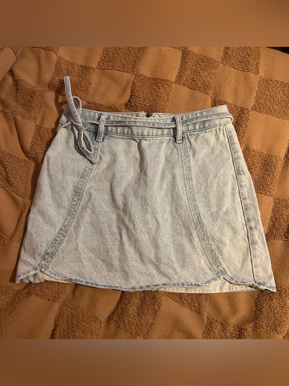 PacSun Light Wash Denim Mini Skirt with Removable Side Tie
